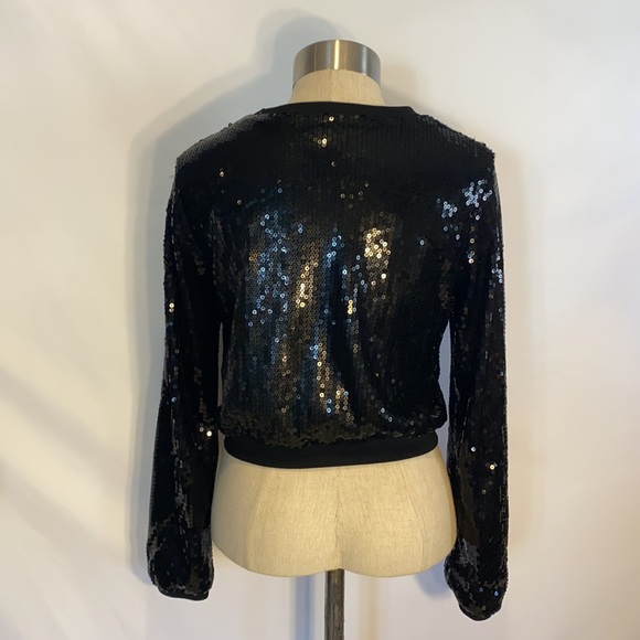 H&M sequin black sweater jacket with zipper - Picture 4 of 8